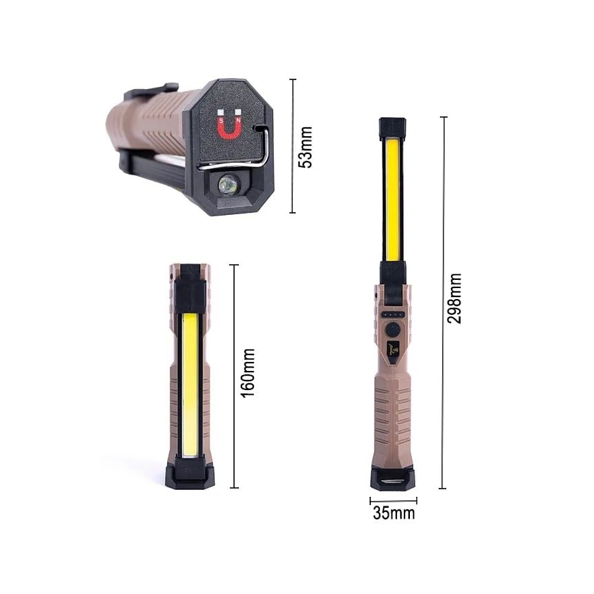 LED Stmívatelná nabíjecí pracovní svítilna s funkcí powerbanky LED/4W/5V IPX4 600 lm 2000 mAh