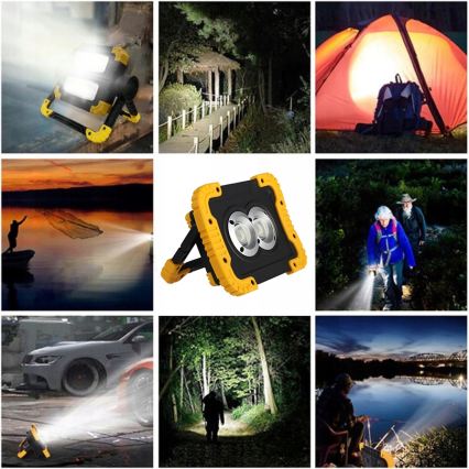 LED Nabíjecí reflektor s funkcí powerbanky LED/20W/5V 4400 mAh IP44 černá/žlutá