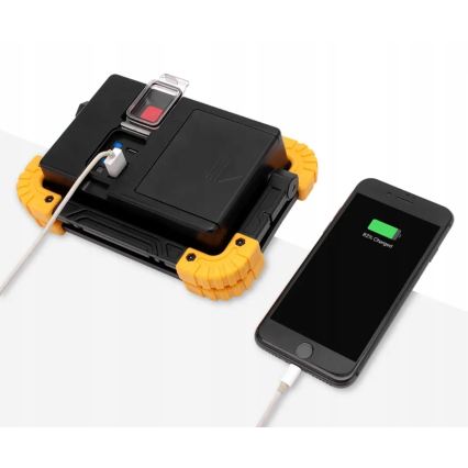 LED Nabíjecí reflektor s funkcí powerbanky LED/20W/5V 4400 mAh IP44 černá/žlutá