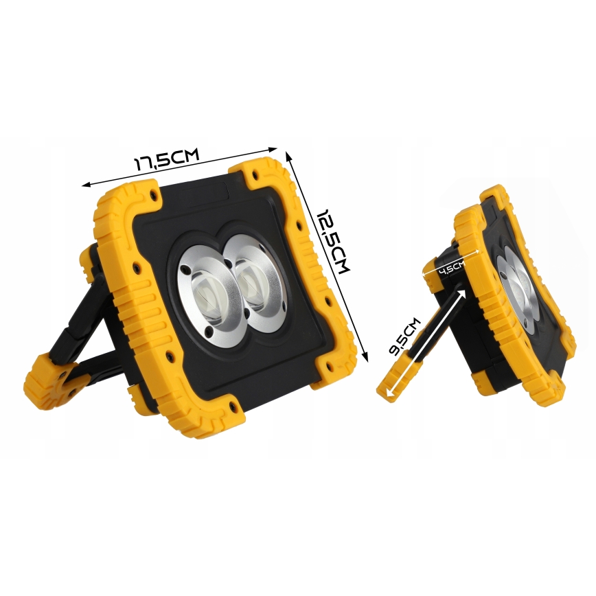 LED Nabíjecí reflektor s funkcí powerbanky LED/20W/5V 4400 mAh IP44 černá/žlutá