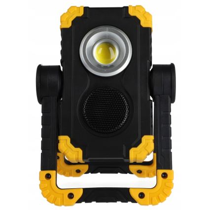 LED Nabíjecí reflektor s reproduktorem s funkcí powerbanky LED/10W/5V 4400 mAh IP44 černá/žlutá