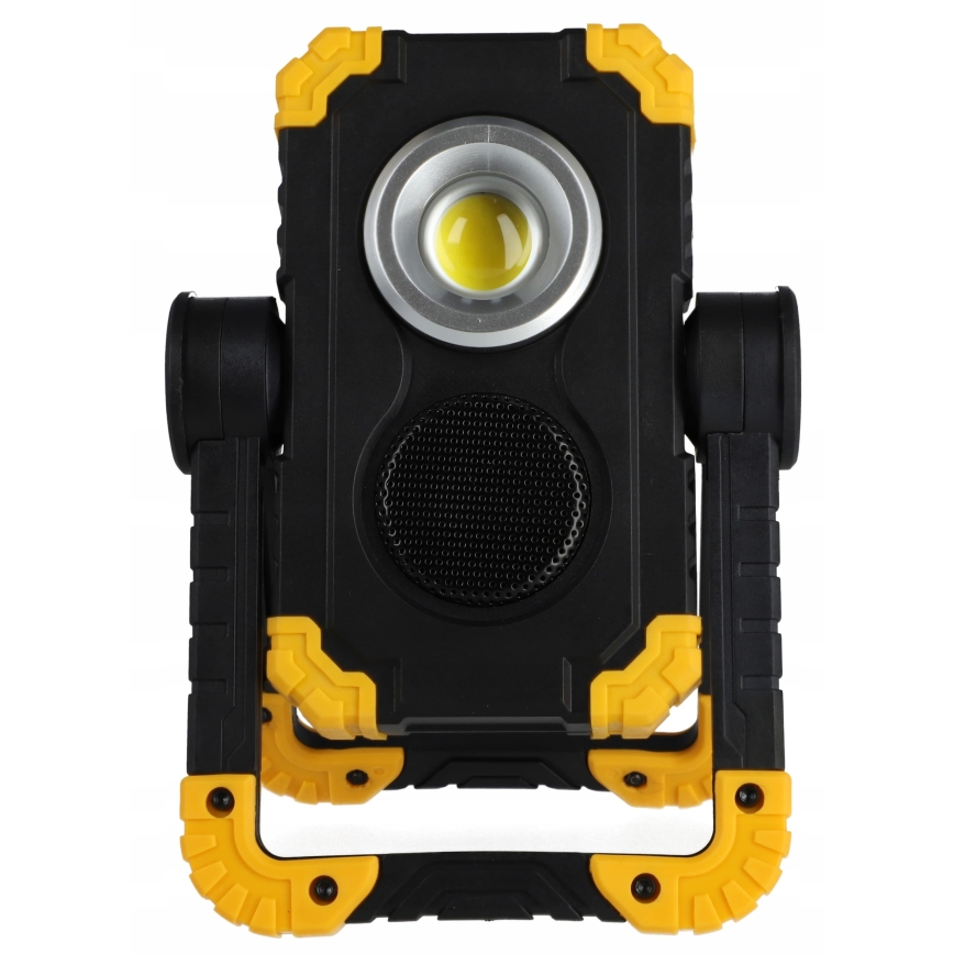LED Nabíjecí reflektor s reproduktorem s funkcí powerbanky LED/10W/5V 4400 mAh IP44 černá/žlutá