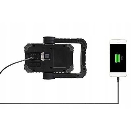 LED Nabíjecí reflektor s reproduktorem s funkcí powerbanky LED/10W/5V 4400 mAh IP44 černá/žlutá
