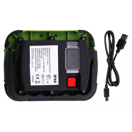 LED Nabíjecí reflektor SAMSUNG CHIP LED/10W/3,7V IP44 6400K 3600 mAh zelená
