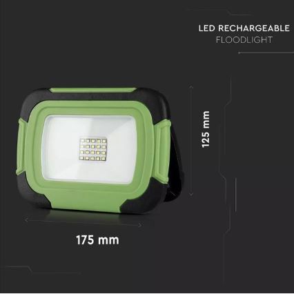 LED Nabíjecí reflektor SAMSUNG CHIP LED/10W/3,7V IP44 6400K 3600 mAh zelená