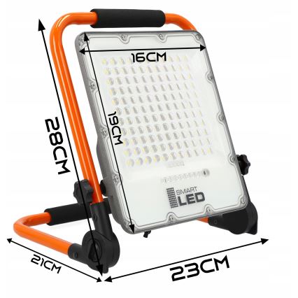 LED Nabíjecí reflektor se stojanem LED/30W/3,2V 4500K 5000 mAh IP65 oranžová