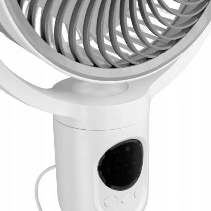 LED Nabíjecí stojanový ventilátor s LED osvětlením LED/4,8W/5V USB 7200 mAh bílá + dálkové ovládání