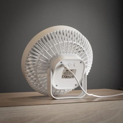 LED Nabíjecí stolní ventilátor s LED osvětlením LED/2W/5V USB 2400 mAh bílá