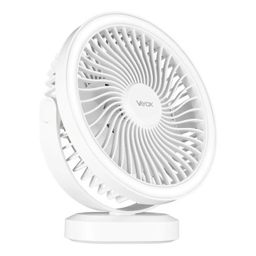 LED Nabíjecí stolní ventilátor s LED osvětlením LED/3W/5V USB 2400 mAh bílá