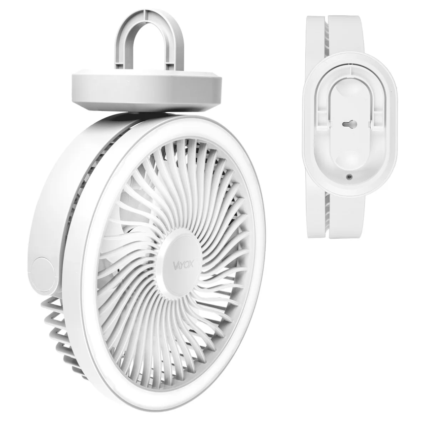 LED Nabíjecí stolní ventilátor s LED osvětlením LED/3W/5V USB 2400 mAh bílá
