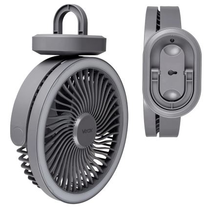 LED Nabíjecí stolní ventilátor s LED osvětlením LED/3W/5V USB 2400 mAh šedá