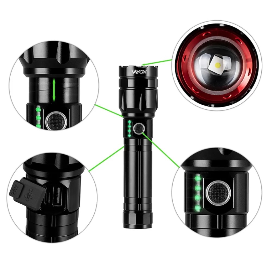LED Stmívatelná nabíjecí svítilna s funkcí powerbanky LED/30W/5V IPX5 1060 lm 5000 mAh