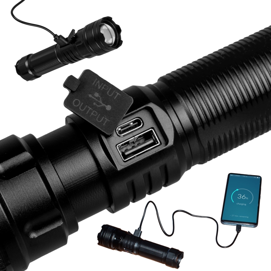 LED Stmívatelná nabíjecí svítilna s funkcí powerbanky LED/10W/5V IPX4 600 lm 2000 mAh