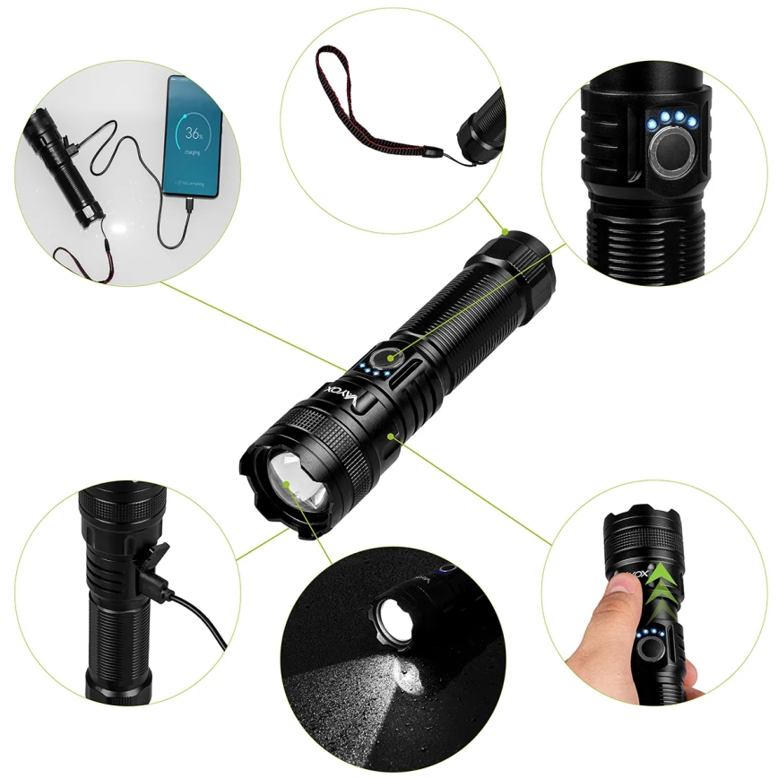 LED Stmívatelná nabíjecí svítilna s funkcí powerbanky LED/10W/5V IPX4 600 lm 2000 mAh