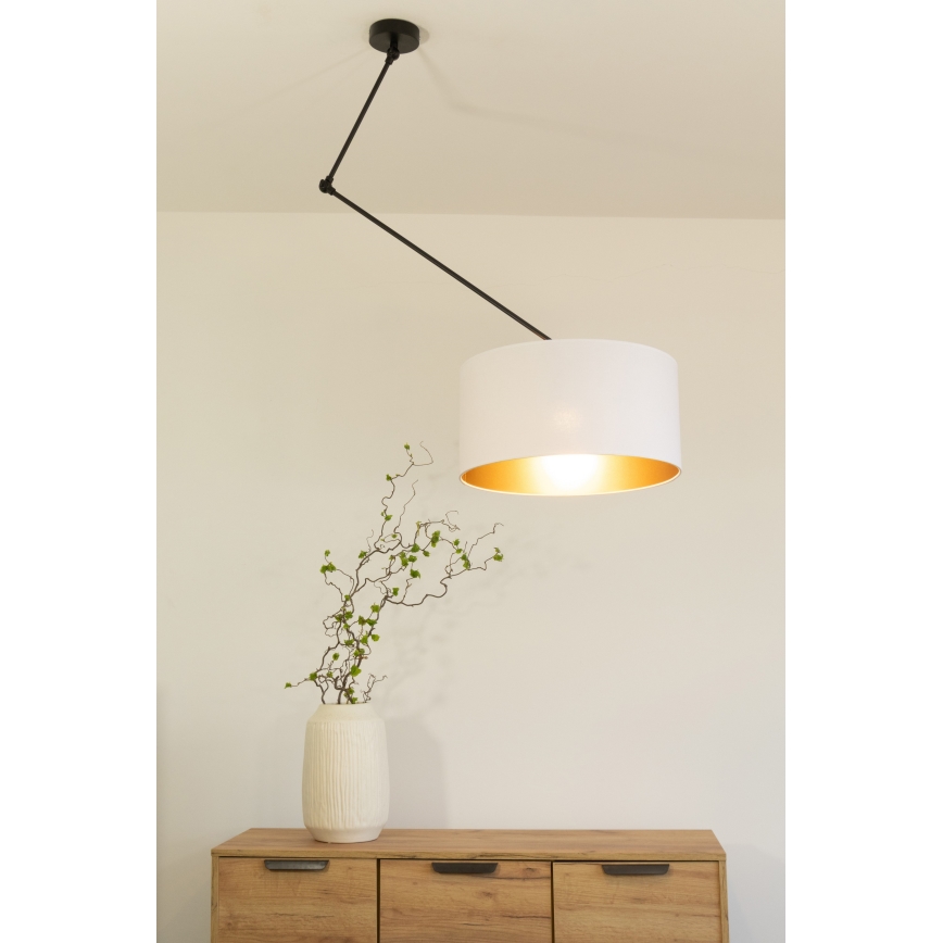 LED Nastavitelný lustr na tyči GORTA 1xE27/60W/230V bílá/zlatá