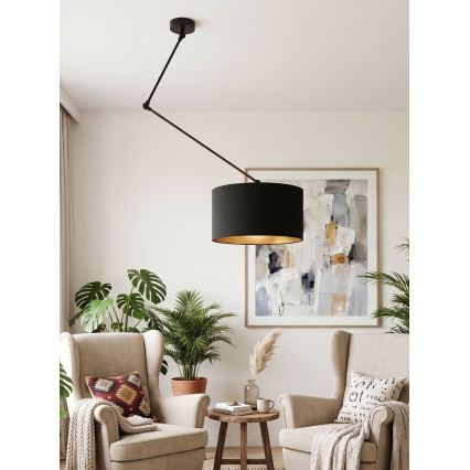LED Nastavitelný lustr na tyči GORTA 1xE27/60W/230V černá/zlatá