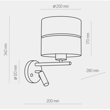 LED Nástěnná lampa HILTON 1xE27/15W/230V + LED/3W/230V mosaz/černá