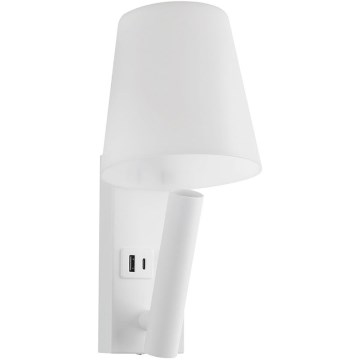 LED Nástěnná lampa s USB portem LED/2W/230V 3000K bílá