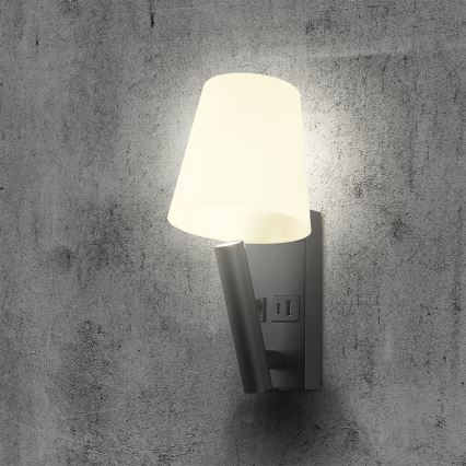 LED Nástěnná lampa s USB portem LED/2W/230V 3000K černá/bílá