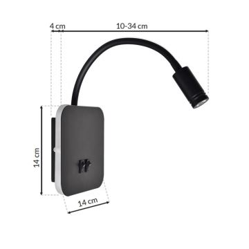 LED Nástěnná lampička BASE 1xLED/8W+1xLED/2W/230V černá/stříbrná