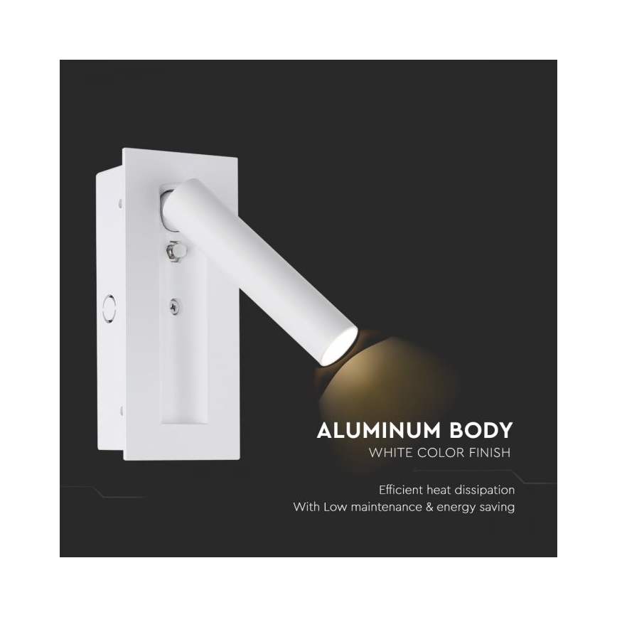 LED Nástěnné bodové svítidlo LED/2W/230V 3000K bílá