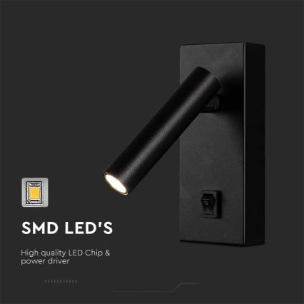 LED Nástěnné bodové svítidlo LED/2W/230V 3000K černá