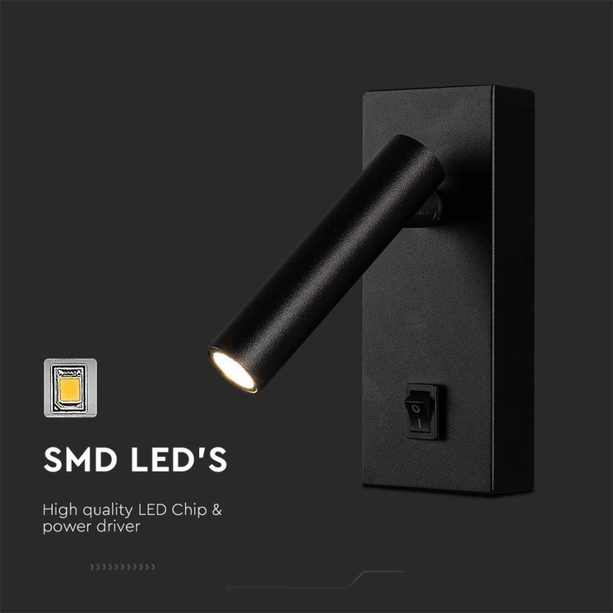 LED Nástěnné bodové svítidlo LED/2W/230V 3000K černá