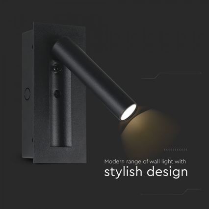 LED Nástěnné bodové svítidlo LED/2W/230V 3000K černá