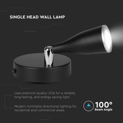 LED Nástěnné bodové svítidlo LED/4,5W/230V 3000K černá