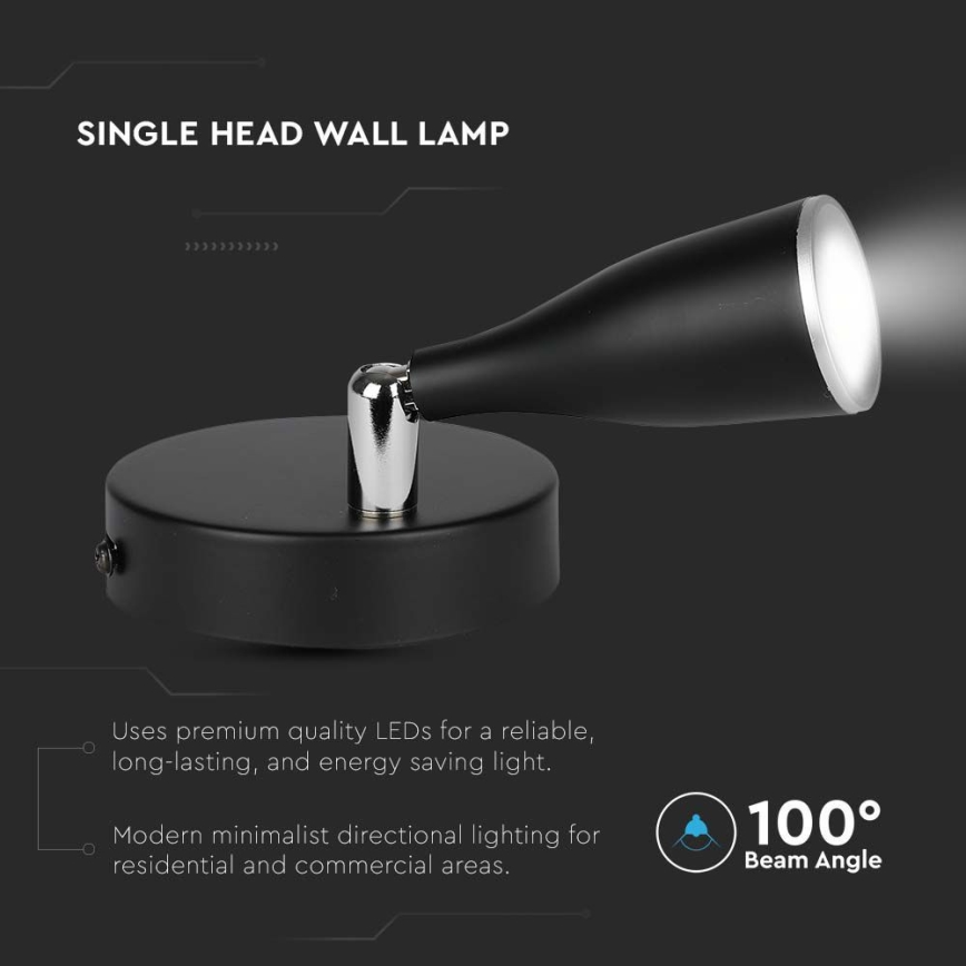 LED Nástěnné bodové svítidlo LED/4,5W/230V 3000K černá