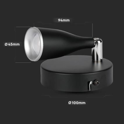 LED Nástěnné bodové svítidlo LED/4,5W/230V 3000K černá