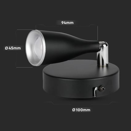 LED Nástěnné bodové svítidlo LED/4,5W/230V 4000K černá