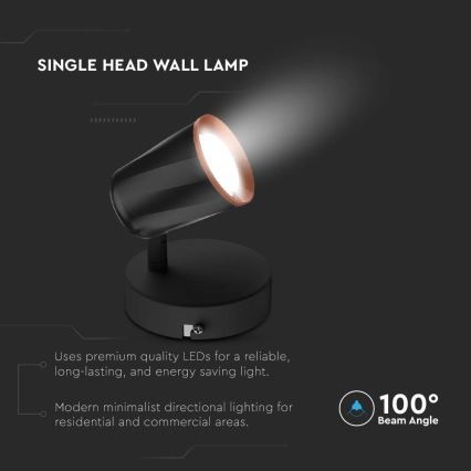 LED Nástěnné bodové svítidlo LED/5W/230V 3000K černá