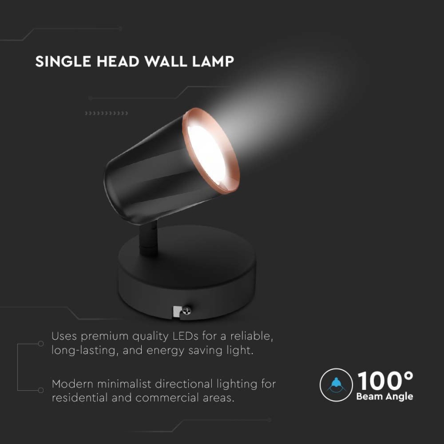 LED Nástěnné bodové svítidlo LED/5W/230V 3000K černá