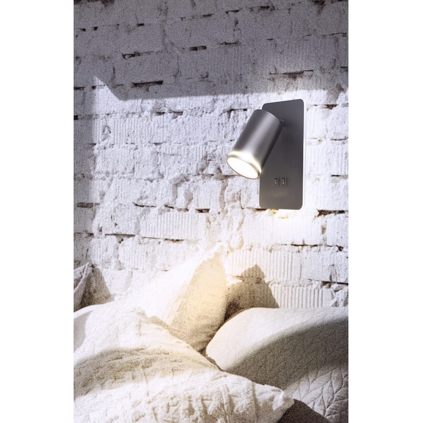 LED Nástěnné bodové svítidlo PARIS 1xGU10/10W/230V + LED/6W/230V černá
