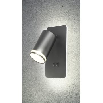 LED Nástěnné bodové svítidlo PARIS 1xGU10/10W/230V + LED/6W/230V černá