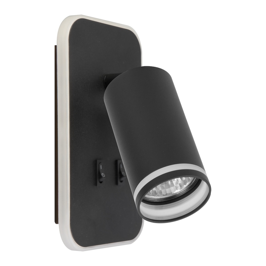 LED Nástěnné bodové svítidlo PIPE 1xGU10/10W/230V + LED/6W černá