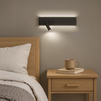 LED Nástěnné bodové svítidlo RESORT LED/10W/230V + LED/3W černá levá