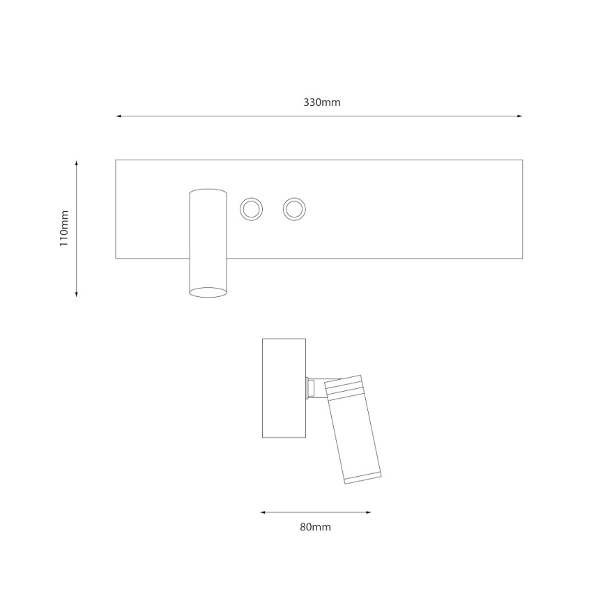 LED Nástěnné bodové svítidlo RESORT LED/10W/230V + LED/3W černá levá
