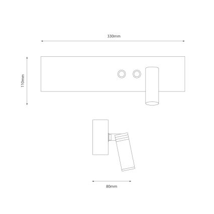LED Nástěnné bodové svítidlo RESORT LED/10W/230V + LED/3W černá pravá