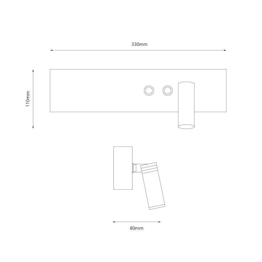 LED Nástěnné bodové svítidlo RESORT LED/10W/230V + LED/3W černá pravá