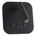 LED Nástěnné bodové svítidlo s USB portem LED/8W/230V 3000K černá