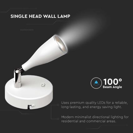 LED Nástěnné bodové svítidlo s vypínačem LED/4,5W/230V 4000K bílá