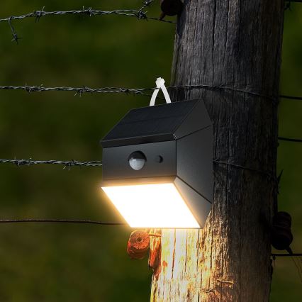 LED Nástěnné solární svítidlo se senzorem LED/2,5W/3,7V 3000/4000/6000K IP65 1200 mAh černá