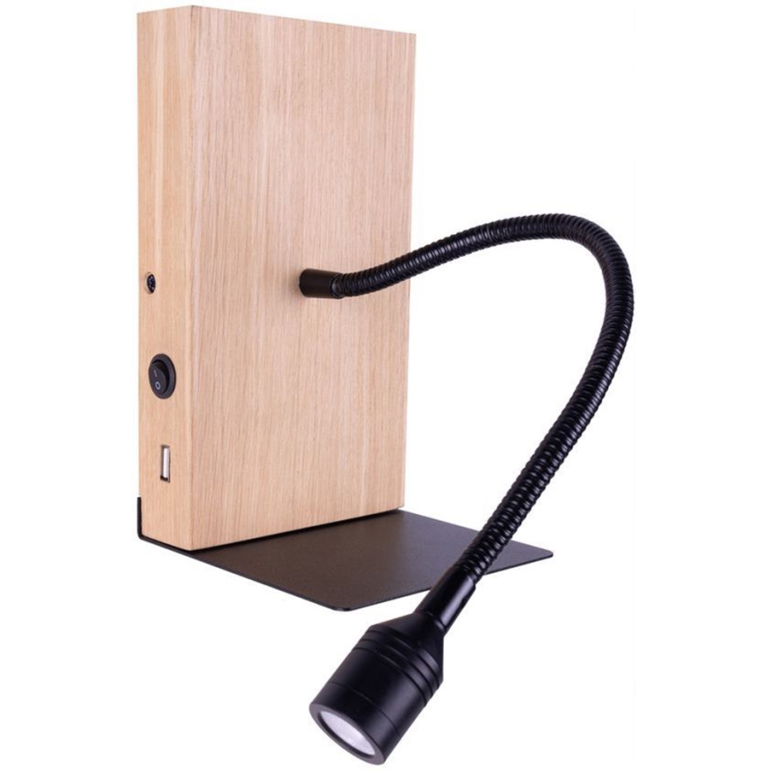 LED Nástěnné svítidlo LECTOR LED/2,5W/230V USB dub