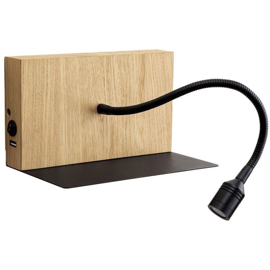 LED Nástěnné svítidlo LECTOR LED/2,5W/230V USB dub