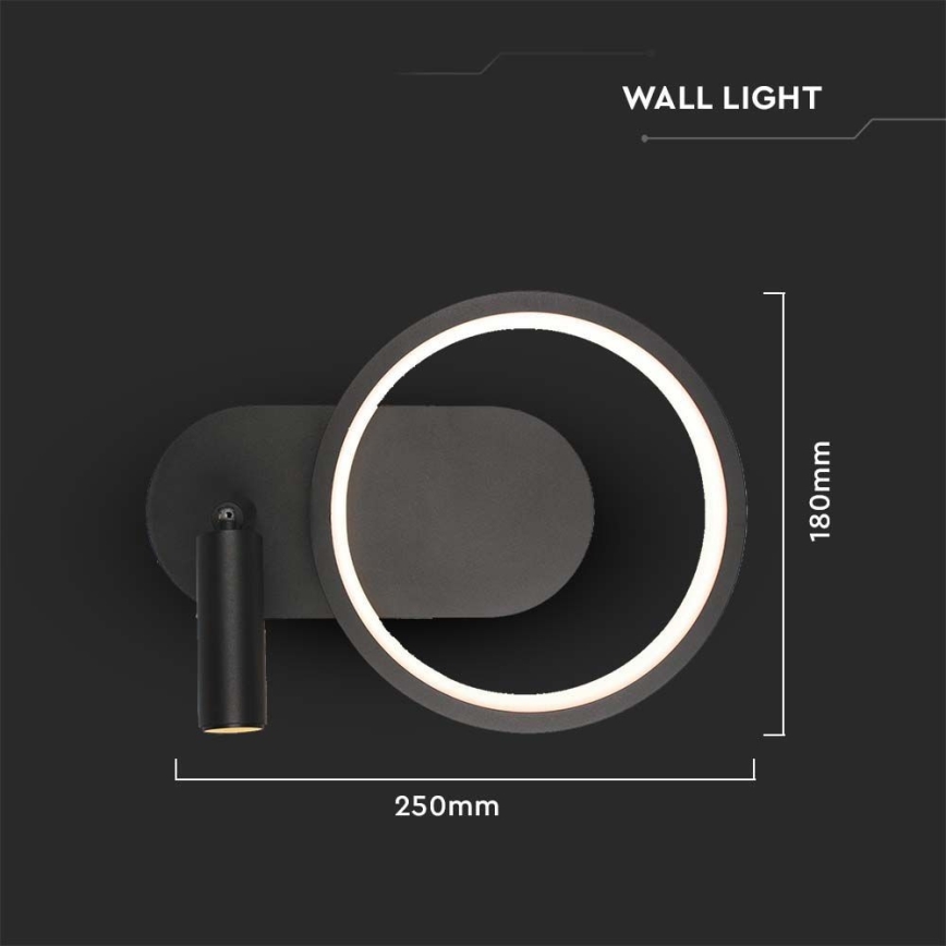 LED Nástěnné svítidlo LED/14W/230V 3000K černá