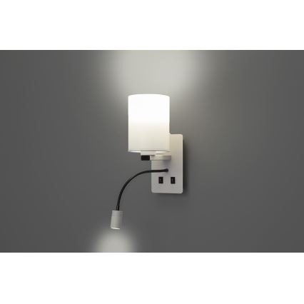 LED Nástěnné svítidlo MAGNUM 1xE27/40W/230V + LED/3W bílá