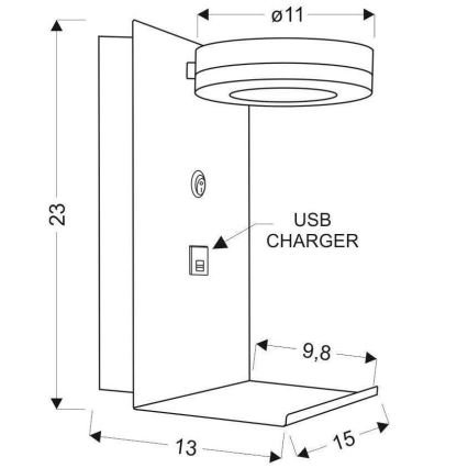 LED Nástěnné svítidlo s nabíječkou COMPACT LED/4W/230V