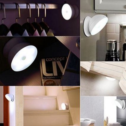 LED Nástěnné svítidlo se senzorem 5xLED/1W/4,5V 6000K
